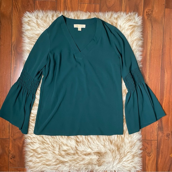 Michael Kors bell sleeve V neck blouse - Picture 3 of 5